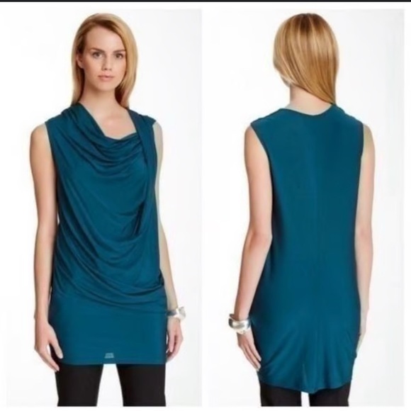 Lafayette 148 New York Teal Sleeveless Draped Women's Dress size Medium - Picture 1 of 6